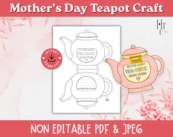 Mother's Day Teapot Craft Printable | Bible Verse Card | Christian Kids Activity (Digital Download)