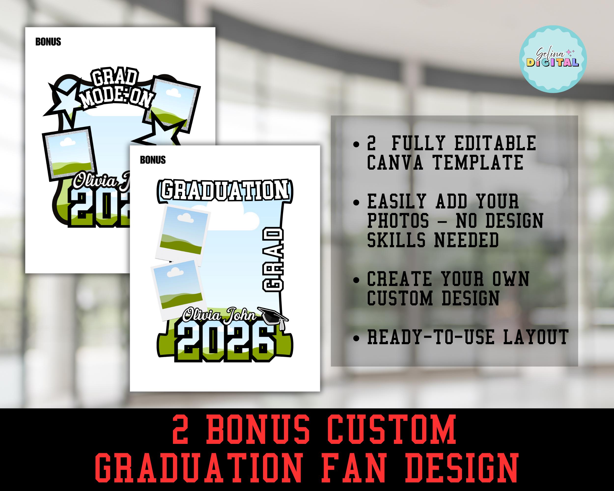 Grad Fan 2026 Canva Editable Template | Graduation Sign Class of 2026 ...