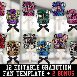 Grad Fan 2026 Canva Editable Template | Graduation Sign Class of 2026 Graduation Paddle | DIY | Graduate Fans Senior