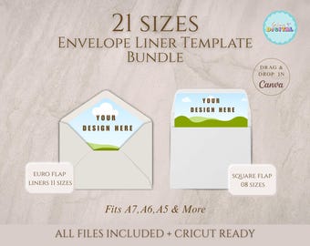Customizable Photo Envelope Liner Templates | 21 Sizes, Canva Editable, Cricut Ready