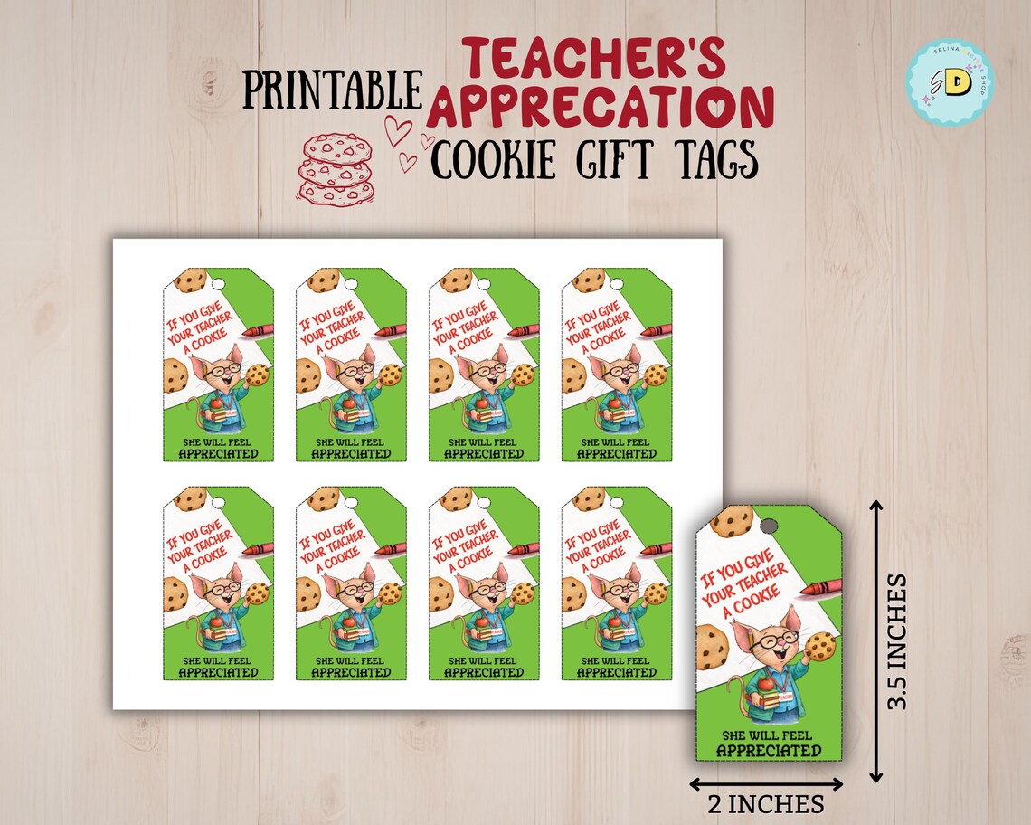 Teacher Appreciation Gift Tags Thank You Gift Tag If You Give a Cookie ...