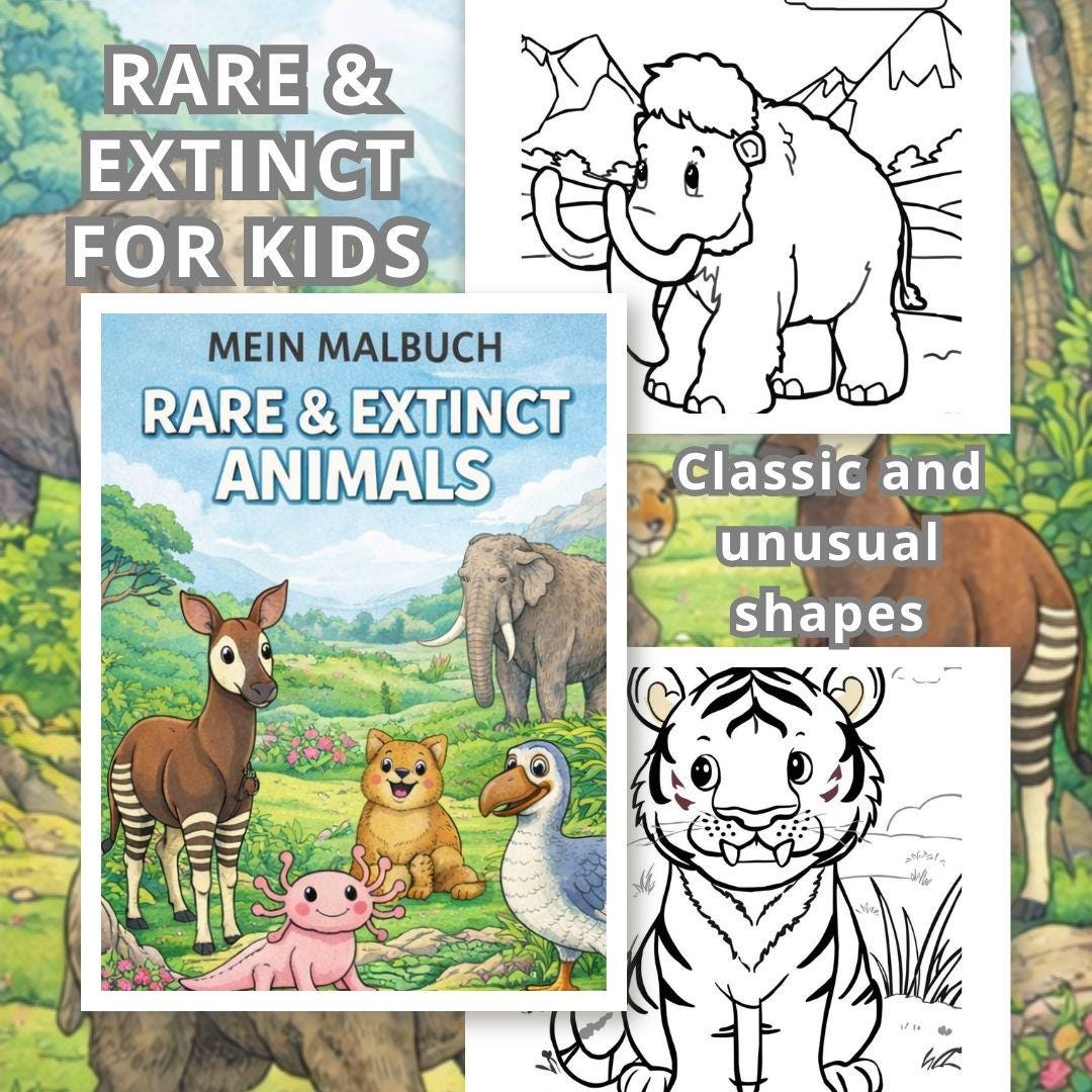 Extinct Animals Courling In KIDS – Rare & Extinct Animals Coloring Book - Etsy Canada