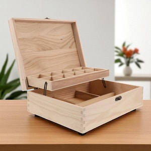 Wooden Jewelry Box with Locking Clasps