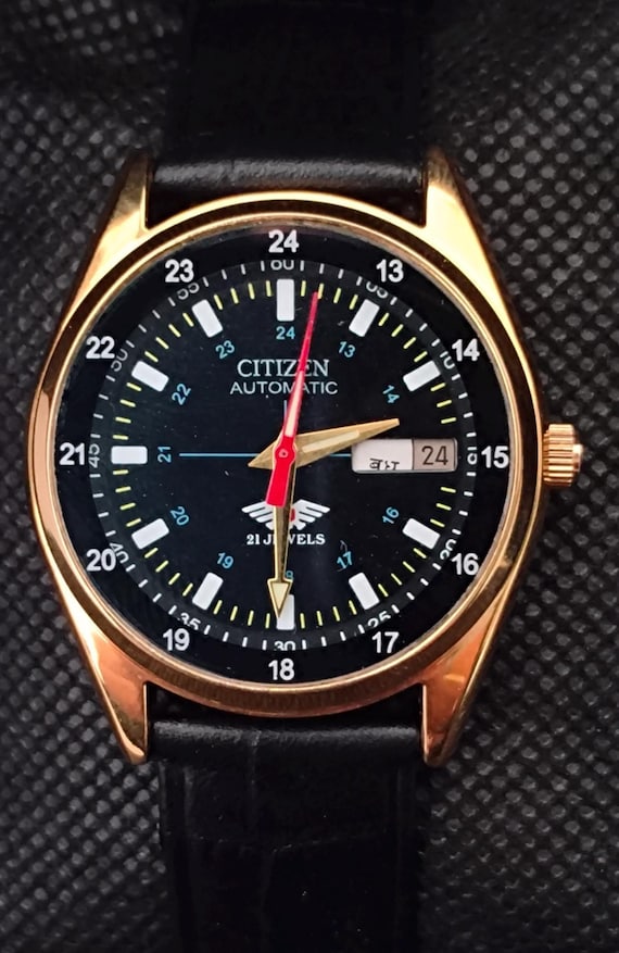 Vintage Citizen Automatic Watch: Black Dial Day-date, Gold  display picture 1