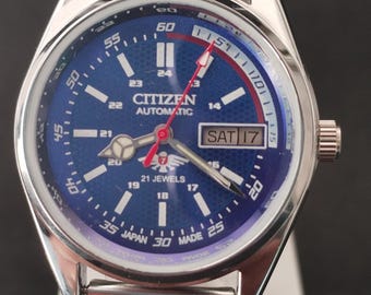 CITIZEN 自動巻き 腕時計 ブラック/ブルー　ヴィンテージ ヴィンテージ シチズン 自動巻き腕時計：ブルー文字盤 デイデイト