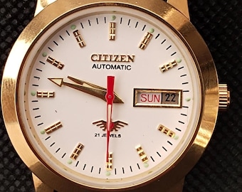 Zegarek męski Citizen Automatic Movement Automatyczny z datownikiem i białą tarczą, wyprodukowany w Japonii