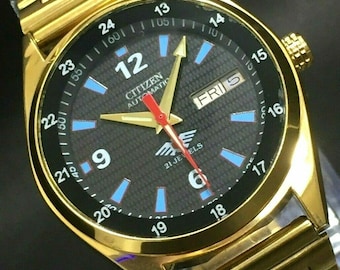 Citizen Automatic Movement Automatic Day/Date Black Dial Made In Japan Men's Wrist Watch