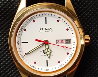 Zegarek męski Citizen Automatic Movement Automatyczny z datownikiem i białą tarczą, wyprodukowany w Japonii