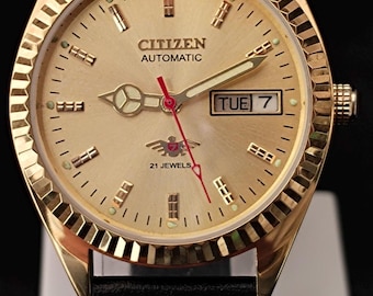 Citizen Automatic Movement Automatic Day/Date Gold Dial Made In Japan Men's Wrist Watch