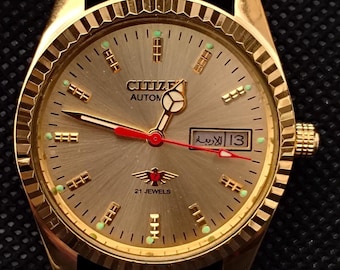 Original-Citizen Automatikuhr, goldenes Ziffernblatt, Day-Date, restauriert