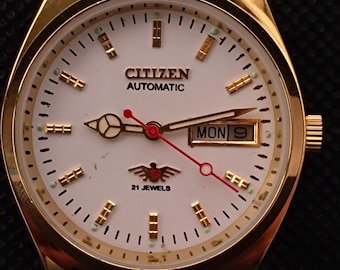 Zegarek męski Citizen Automatic Movement Automatyczny z datownikiem i białą tarczą, wyprodukowany w Japonii
