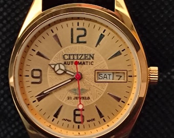 Citizen Automatic Movement Automatic Day/Date Gold Dial Made In Japan Men's Wrist Watch