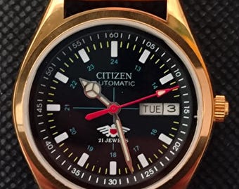 Citizen Automatic Movement Automatic Day/Date Black Dial Made In Japan Men's Wrist Watch