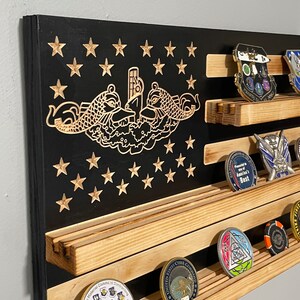 Submarine Coin Rack 40 Coins US Navy Submarine Service Dolphins Challenge Coin Display ...