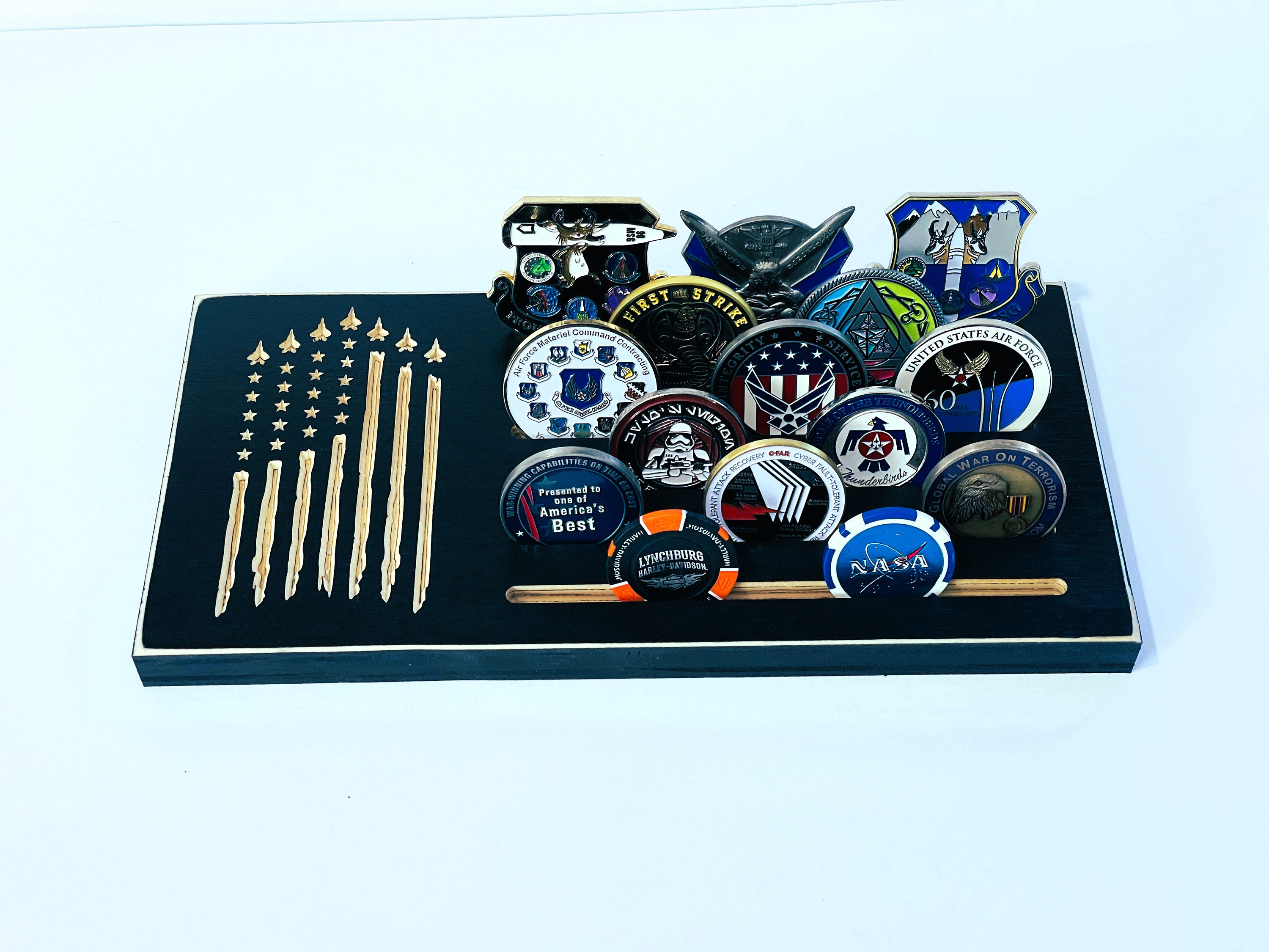 20 Coins Fighter Jet American Flag Air Force F-22 F-35 F-16 Navy Military  Challenge Coin Desk Display Holder Rack Retirement Promotion Gift - Etsy UK