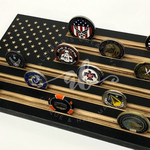 30 Coin Military Challenge Coin Display Desk American USA Flag Recovery Token Casino Chip Holder Veteran Promotion Retirement Gift for Dad