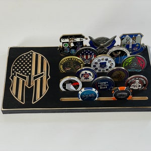20 Coin Spartan Helmet US Flag Military Challenge Coin Holder Rack Display Collection Retirement Promotion Gift Army Navy Marines Air Force