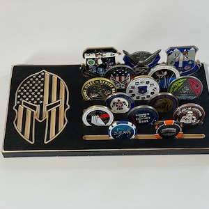 20 Coin Spartan Helmet US Flag Military Challenge Coin Holder Rack Display Collection Retirement Promotion Gift Army Navy Marines Air Force