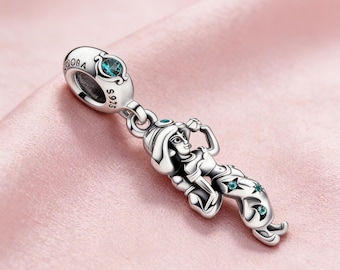 Aladdin Prinzessin Jasmin Anhänger, 925 Sterling Silber Anhänger, kompatibel mit Pandora Armbänder, inspiriert, perfektes Geschenk für Mädchen Frauen