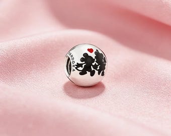 Mickey Mouse Sparkling Head Silhouette Dangle Charm,925 Sterling Silver Charm,Compatible with Pandora Bracelets,Inspired,Perfect Gifts Women