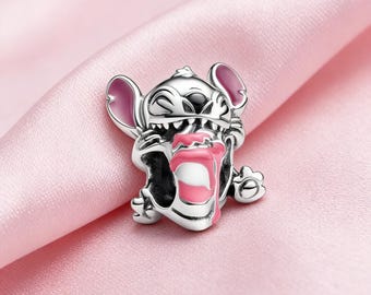 Stitch Birthday Cake Charm,925 Sterling Silver Charm,Compatible with Pandora Bracelets,Inspired,Perfect Gift for Girls Women