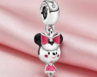 Minnie Mouse Cutie Dangle Charm,925 Sterling Silver Charm,Compatible with Pandora Bracelets,Inspired,Perfect Gift for Girls Women