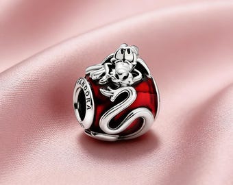 Mulan Dragon Charm,,925 Sterling Silver Charm,Compatible with Pandora Bracelets,Inspired,Perfect Gift for Girls Women