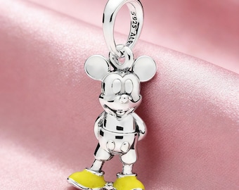 Zawieszka z Myszką Miki, zawieszka ze srebra próby 925, kompatybilna z bransoletkami Pandora, inspirująca, idealny prezent dla dziewczyn i kobiet