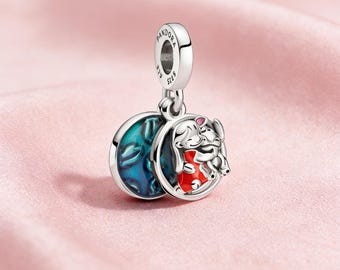 Lilo & Stitch Family Dangle Charm,,925 Sterling Silver Charm,Compatible with Pandora Bracelets,Inspired,Perfect Gift for Girls Women