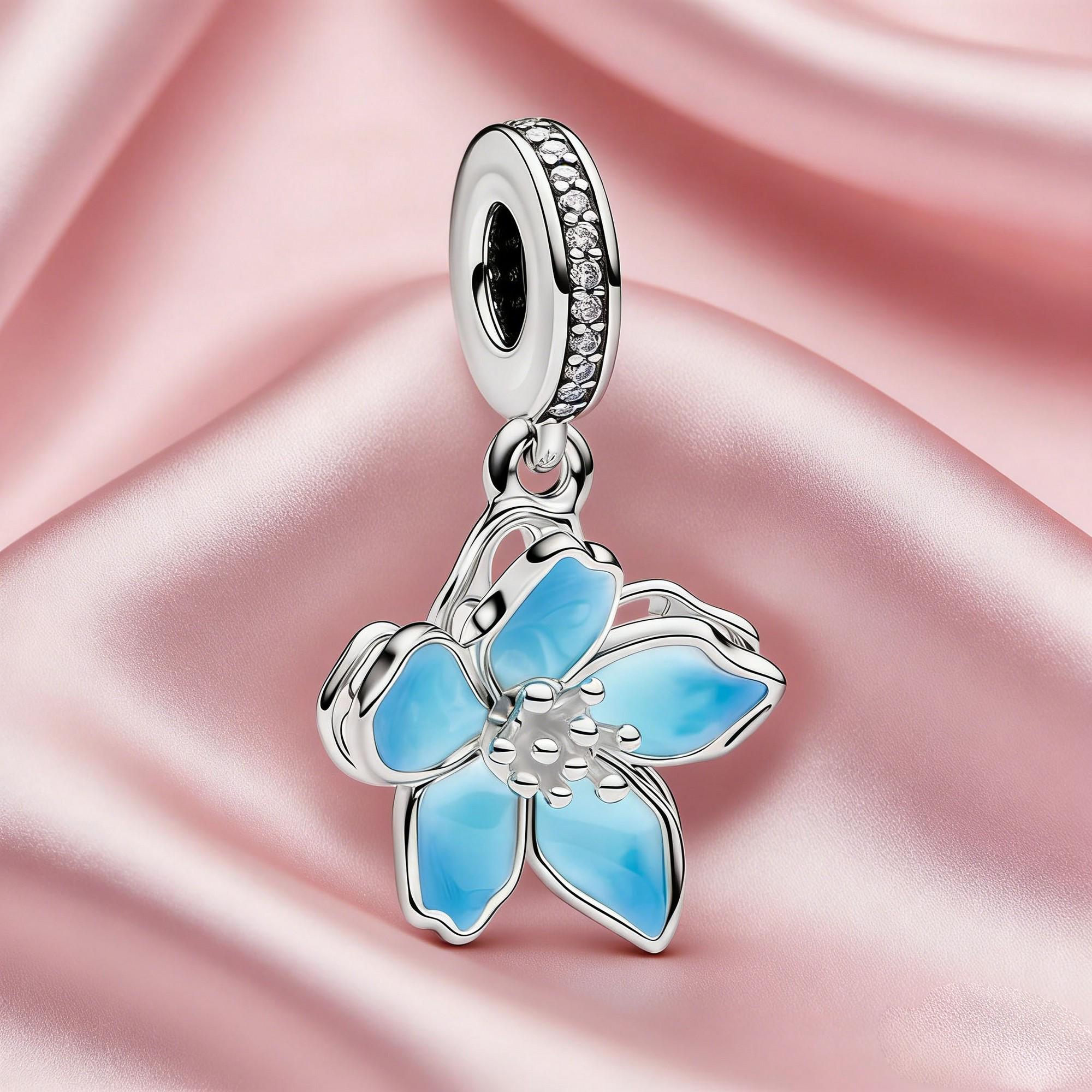 Pandora Blue Blossom Charm - Etsy