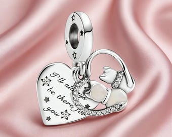 Colgante de gatos y corazones, compatible con pulseras Pandora, inspirado en la marca, regalo perfecto para mujeres.