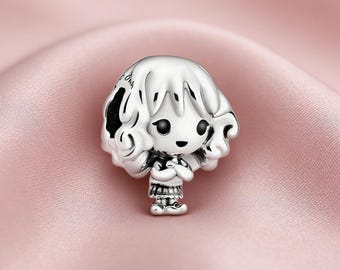 Charm de Hermione Granger, charm de plata de ley 925, compatible con pulseras Pandora, inspirado en la película, regalo perfecto para niñas y mujeres.