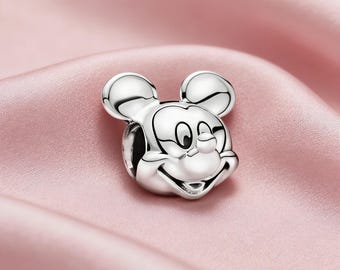 Mickey silver charm,925 Sterling Silver Charm,Compatible with Pandora Bracelets,Inspired,Perfect Gift for Girls Women