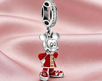 Mickey Mouse Dangle Charm,925 Sterling Silver Charm,Compatible with Pandora Bracelets,Inspired,Perfect Gift for Girls Women