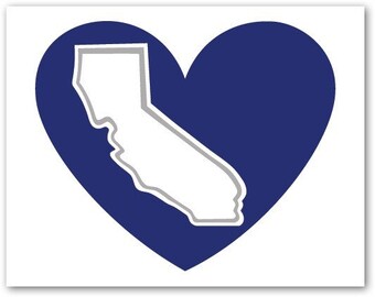 Dodger Blue California Heart Decal