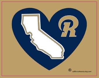 Congratulations to the Super Bowl Champion Los Angeles Rams California Heart Decal (Gold Background)