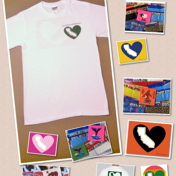 California Heart T-Shirt, Custom Duct Tape Wallet und California Heart Aufkleber nach Wahl.