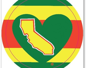 One Love Rainbow California Heart Decal