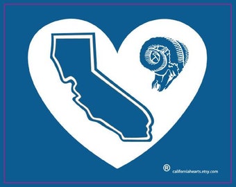 Congratulations to the Super Bowl Champion Rams Go Old School Los Angeles Rams California Heart Decal