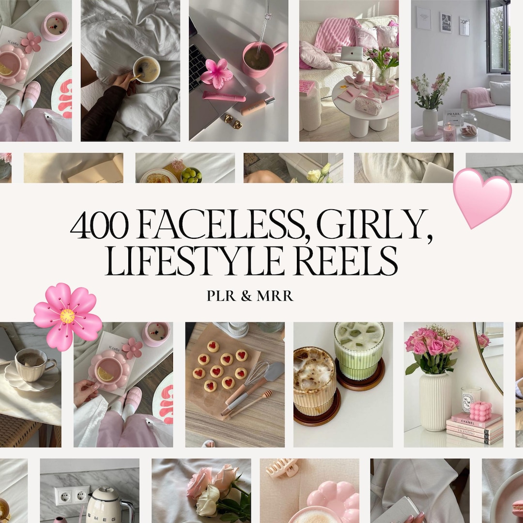 400 Faceless Pink Girly Lifestyle Reels | PLR | MRR | Digital Marketing ...