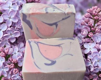 LILAC SWIRL-goat milk soap-bath/shower bar by Happy Goat