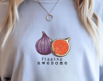 Maglietta divertente con piante, fantastica maglietta botanica con fichi, regalo in stile cottagecore, maglietta per il mercato contadino, maglietta stravagante, maglietta giocosa