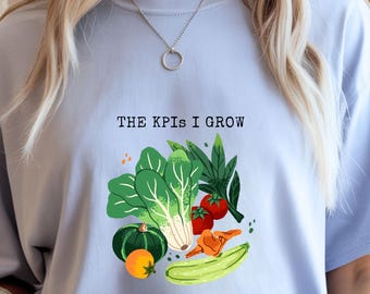 Maglietta divertente sul giardinaggio, maglietta con i KPI che coltivo, maglietta Cottagecore del mercato agricolo, maglietta con verdure, maglietta con umorismo sul giardinaggio