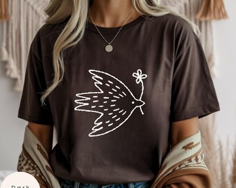 Maglietta Flying Bird, morbida maglietta in cotone 100%, maglietta Hope, idee regalo per lei