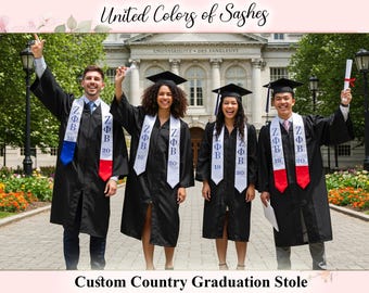 Personalized Embroidery Stole Custom Graduation Stole Unique Graduation Sash Personalized stole for Graduation Ceremony Country Flag Stole