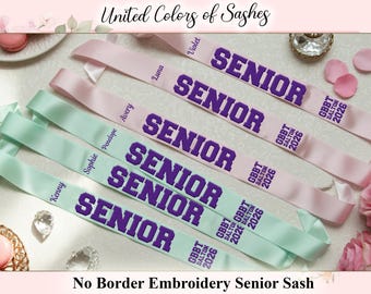Personalized Senior Sash with Embroidery – Customized Graduation Sash with Name & Year Graduation Sash for Seniors – Custom Embroidery