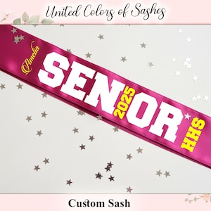 Senior Sash, Personalized Senior Sash, Customized Senior Sash, Custom Text Sash, Senior 2025 Sash, Graduation Prop, Custom Graduation Sash