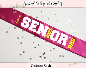 Senior Sash, Personalized Senior Sash, Customized Senior Sash, Custom Text Sash, Senior 2025 Sash, Graduation Prop, Custom Graduation Sash