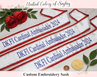 Personalized Embroidered Sash, Custom Pageant Sash, Custom Event sash, Pageant Embroidery Sash, Embroidery Lace Sash, Bride Border Lace Sash