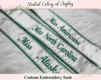 Customized Embroidery Lace Sash, Personalized Pageant Sash, Custom Lace Sash, Bridal Lace Sash, Custom Sash, Custom Border Lace Sash for Her